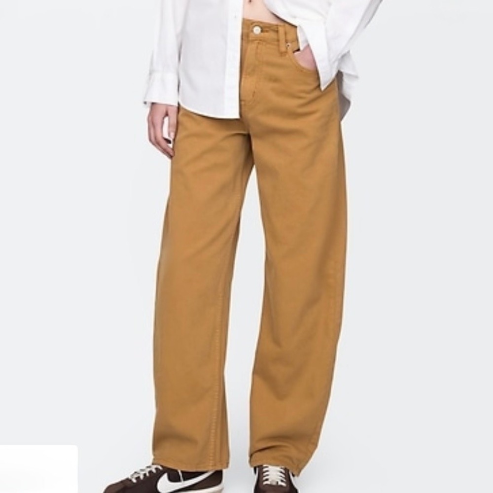 GAP Barrel High Rise Jeans Caramel Brown Relaxed Women 26 2 Regular